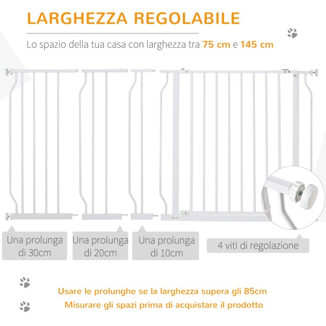PawHut Safety Gate for Dogs Επεκτάσιμη από 75-145cm, από ατσάλι και ABS D06-109V02