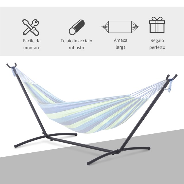 Outsunny Structure Support for Hammock Adjustable Max.120Kg, Μαύρο, 280x120x110cm 84A-081
