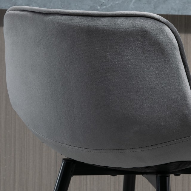 HOMCOM Σετ 2 σκαμπό μπαρ Καρέκλες με ταπετσαρία Nordic Style Γκρι βελούδο 835-271GY