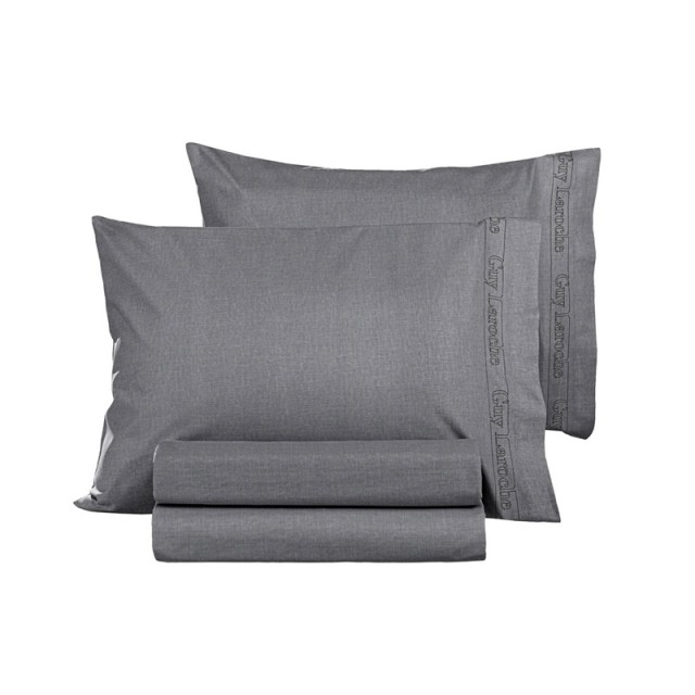 Σεντόνι Διπλό 200 x 265 cm 100% Βαμβάκι Περκάλι Color Plus Anthracite Guy Laroche 1110092123084