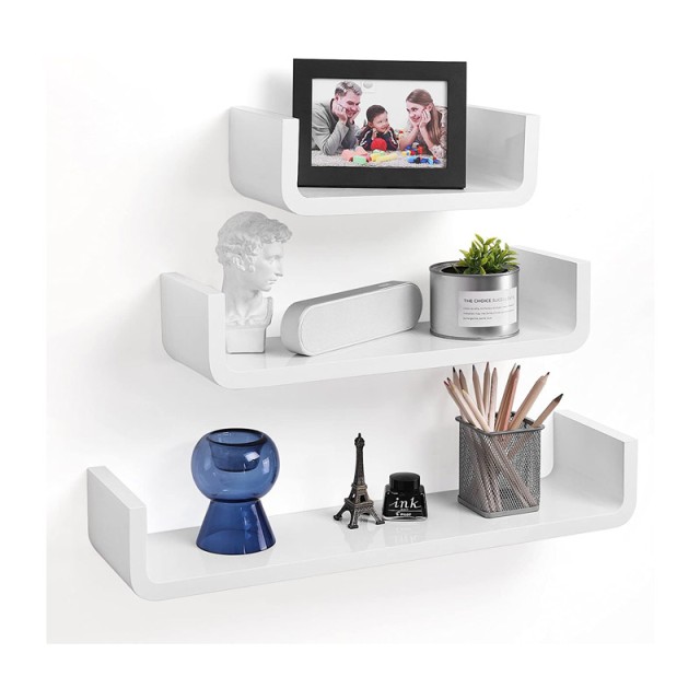 Σετ Επιτοίχια Ξύλινα Ράφια 60 x 15 x 10 cm 3 τμχ Songmics LWS06WT