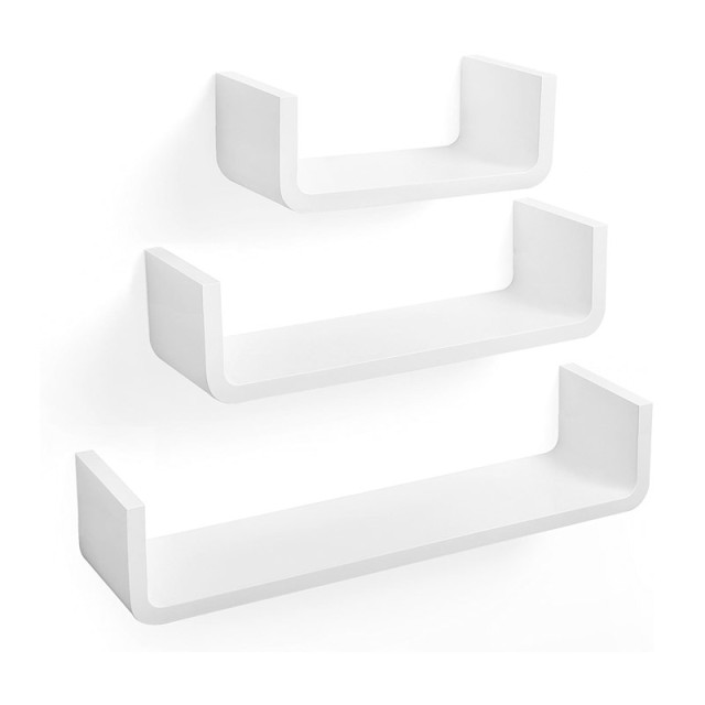 Σετ Επιτοίχια Ξύλινα Ράφια 60 x 15 x 10 cm 3 τμχ Songmics LWS06WT