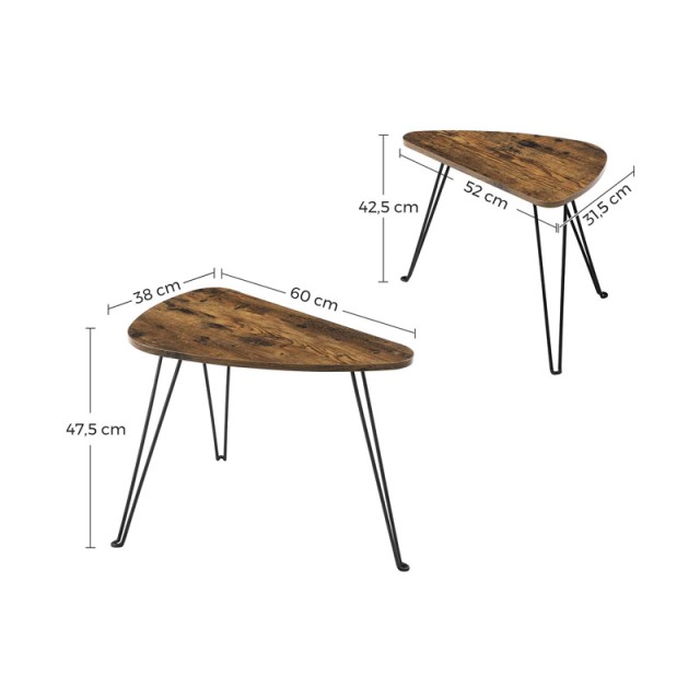 Σετ Μεταλλικά Βοηθητικά Τραπέζια Nesting 60 x 38 x 47.5 cm 2 τμχ VASAGLE LNT012B01