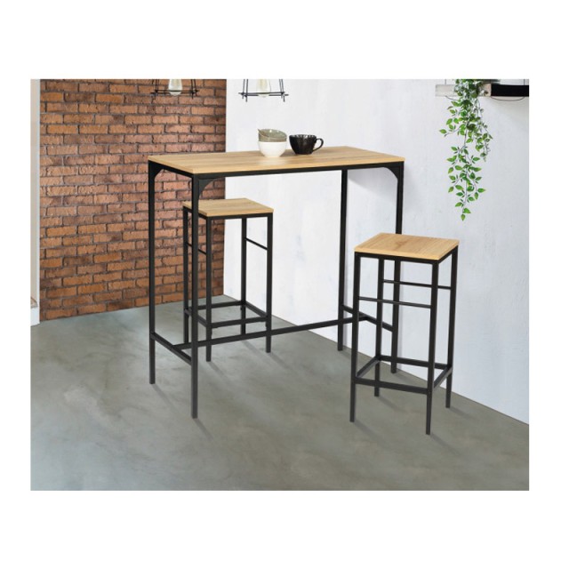Σετ Μεταλλικό Ορθογώνιο Τραπέζι - Bar 95 x 45 x 95 cm με 2 Σκαμπό Idomya 30080252
