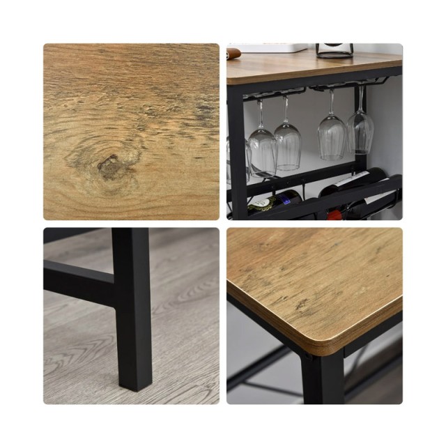 Σετ Μεταλλικό Ορθογώνιο Τραπέζι - Bar 108 x 60 x 95 cm με 1 Ράφι και 2 Σκαμπό HOMCOM 835-215