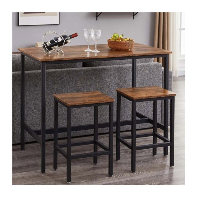 Σετ Μεταλλικό Ορθογώνιο Τραπέζι - Bar 111 x 40 x 90 cm με 2 Σκαμπό Bakaji 02813602