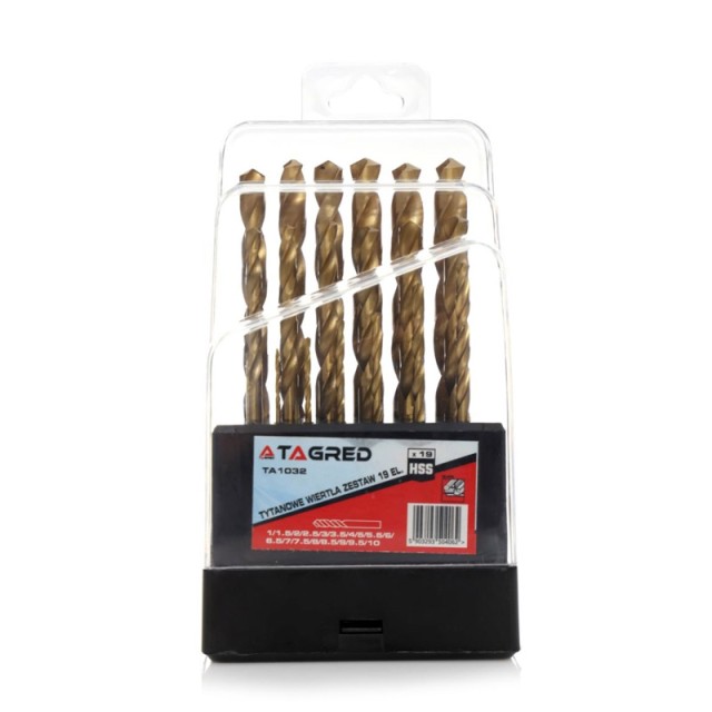 Σετ Τρυπάνια Τιτανίου HSS 1 - 10 mm 19 τμχ TAGRED TA1032