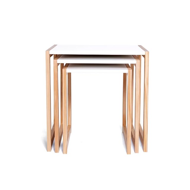 Σετ Βοηθητικά Ξύλινα Τραπέζια 48 x 40 x 48.5 cm Livia Χρώματος Λευκό SPM 30083219