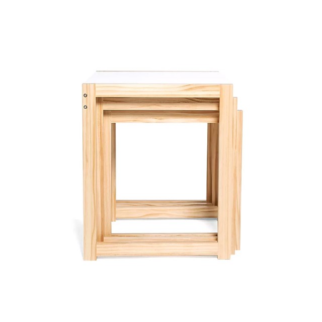 Σετ Βοηθητικά Ξύλινα Τραπέζια 48 x 40 x 48.5 cm Livia Χρώματος Λευκό SPM 30083219