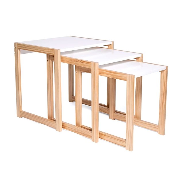 Σετ Βοηθητικά Ξύλινα Τραπέζια 48 x 40 x 48.5 cm Livia Χρώματος Λευκό SPM 30083219
