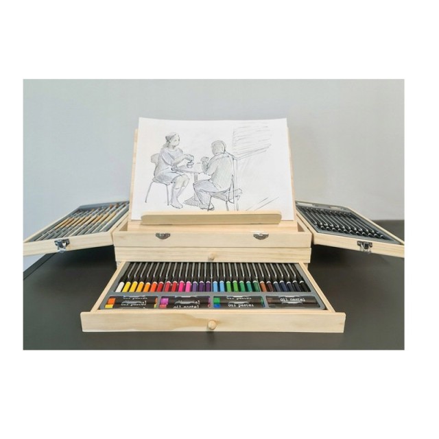 Σετ Ζωγραφικής σε Ξύλινο Βαλιτσάκι 35 x 26.5 x 11 cm 83 τμχ Maaleo ...