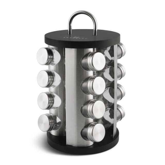 Σετ Δοχεία Μπαχαρικών με Περιστρεφόμενη Βάση 17 τμχ Χρώματος Μαύρο ...
