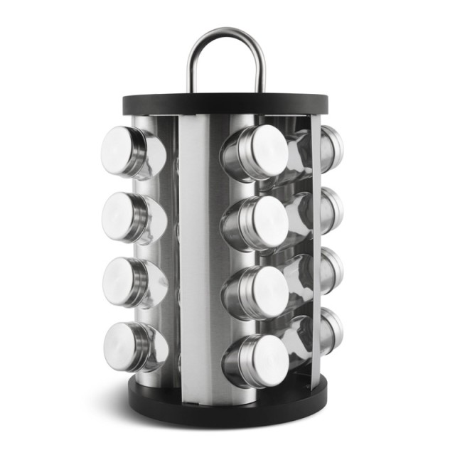 Σετ Δοχεία Μπαχαρικών με Περιστρεφόμενη Βάση 17 τμχ Χρώματος Μαύρο ...