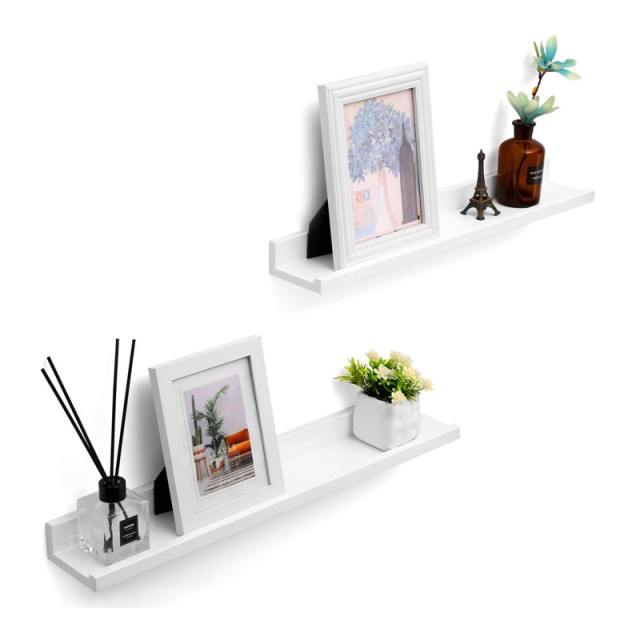 Σετ Επιτοίχια Ξύλινα Ράφια 60 x 10 x 5 cm 2 τμχ Songmics LWS60WT