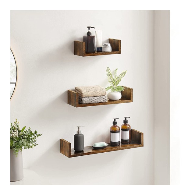 Σετ Επιτοίχια Ξύλινα Ράφια 60 x 15 x 10 cm 3 τμχ Songmics LWS066T01