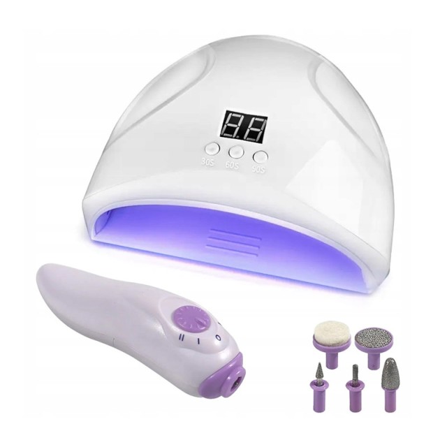 Σετ Φουρνάκι Νυχιών με 12 Λάμπες UV LED 12 W και Τροχός με 5 Κεφαλές Verk Group 5907451346044