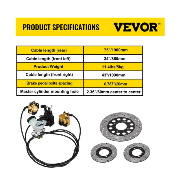 Σετ Υδραυλικών Φρένων για Go-Kart VEVOR 02-08KDCSCTJ00001V0