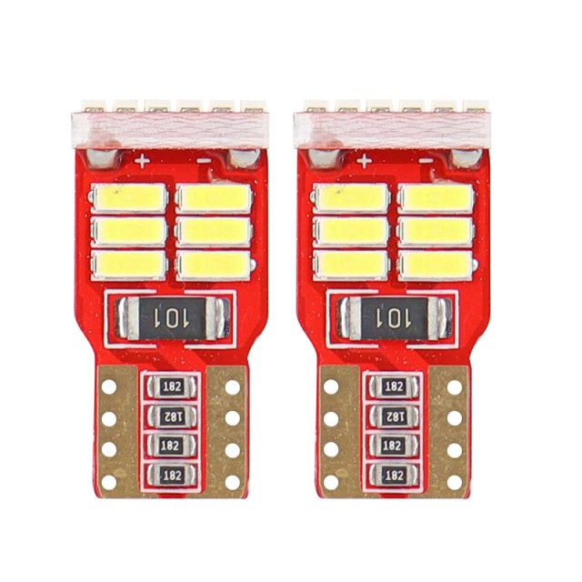 Σετ Λαμπτήρες LED Αυτοκινήτου CAN Bus 18SMD 4014 T10e W5W Λευκό 12V... Σετ Λαμπτήρες LED Αυτοκινήτου CAN Bus 18SMD 4014 T10e W5W Λευκό 12V...