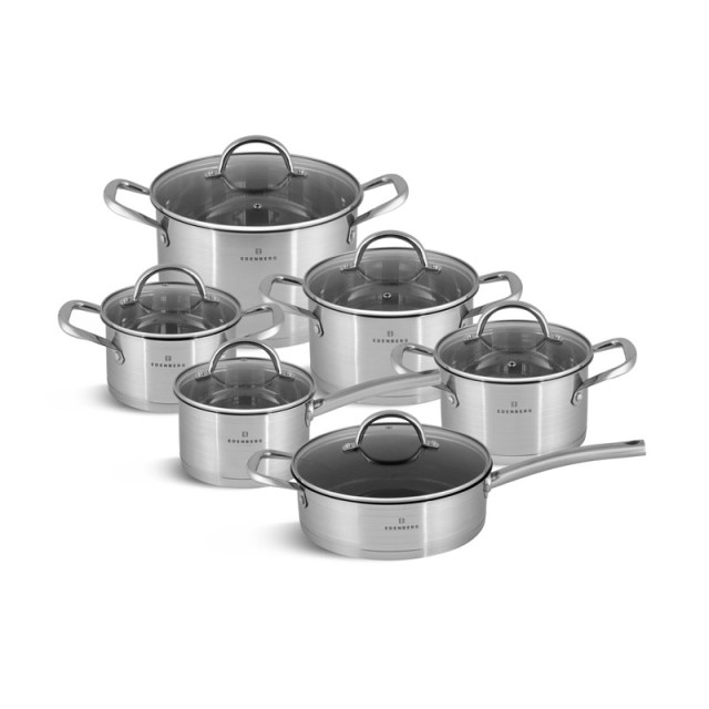 Σετ Μαγειρικών Σκευών από Ανοξείδωτο Ατσάλι 18/10 με Γυάλινα Καπάκι...