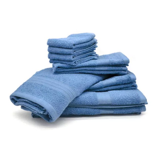 Set of 10 Towels from 100% Cotton Color Blue Bassetti QAD-SA-B2