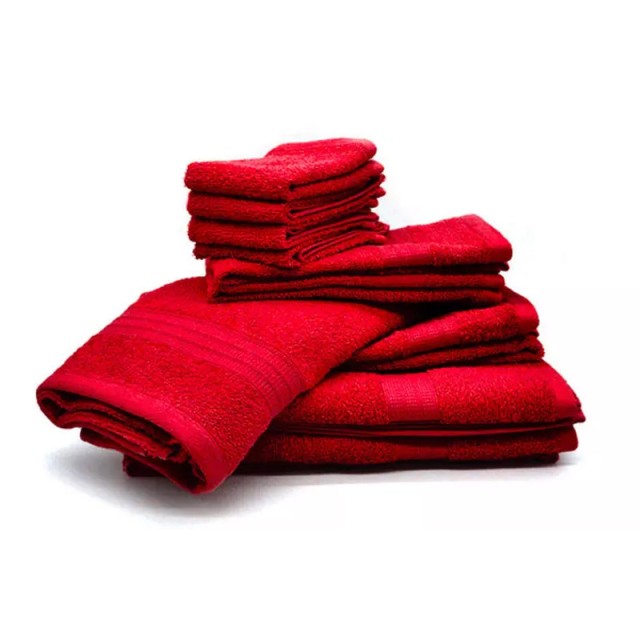 Set of 10 Towels from 100% Cotton Color Red Bassetti QAD-SA-RB