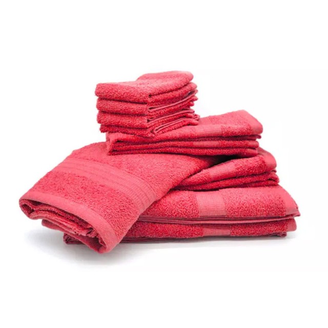 Set of 10 Towels from 100% Cotton Coral Color Bassetti QAD-SA-R7