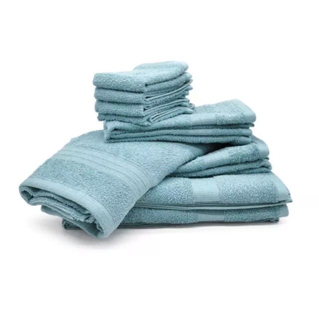 Set of 10 Towels from 100% Cotton Bassetti Petrol Color QAD-SA-BA
