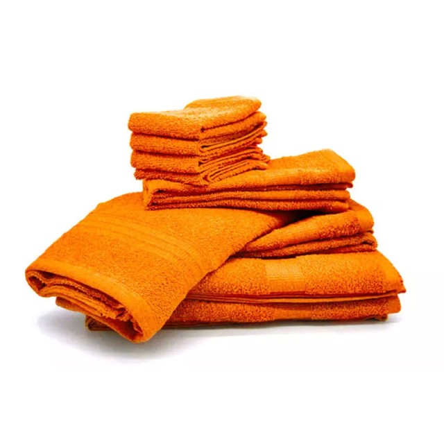 Set of 10 Towels from 100% Cotton Orange Color Bassetti QAD-SA-O5