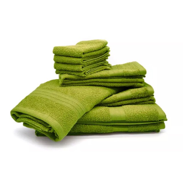 Set of 10 Towels from 100% Cotton Color Bassetti Green QAD-SA-VU