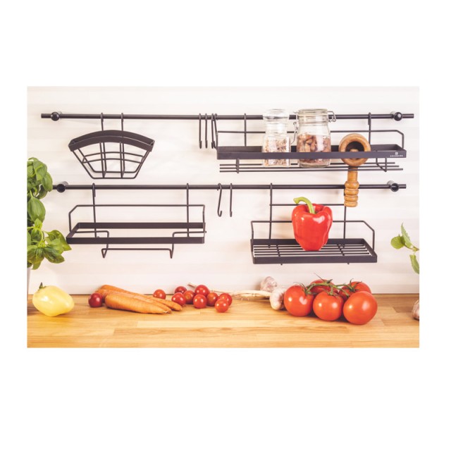 Σετ Μεταλλικά Ράφια Κουζίνας Χρώματος Μαύρο 16 τμχ Edenberg EB-8516