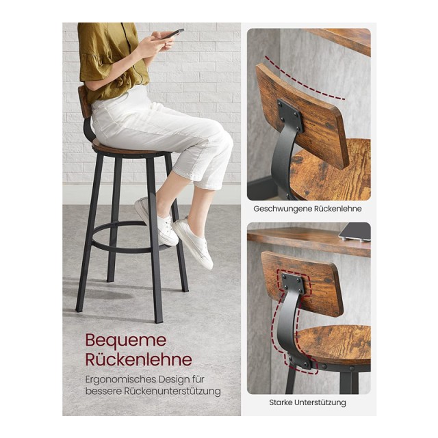 Σετ Μεταλλικά Σκαμπό Μπαρ 54 x 99 cm 2 τμχ VASAGLE LBC026B01V1