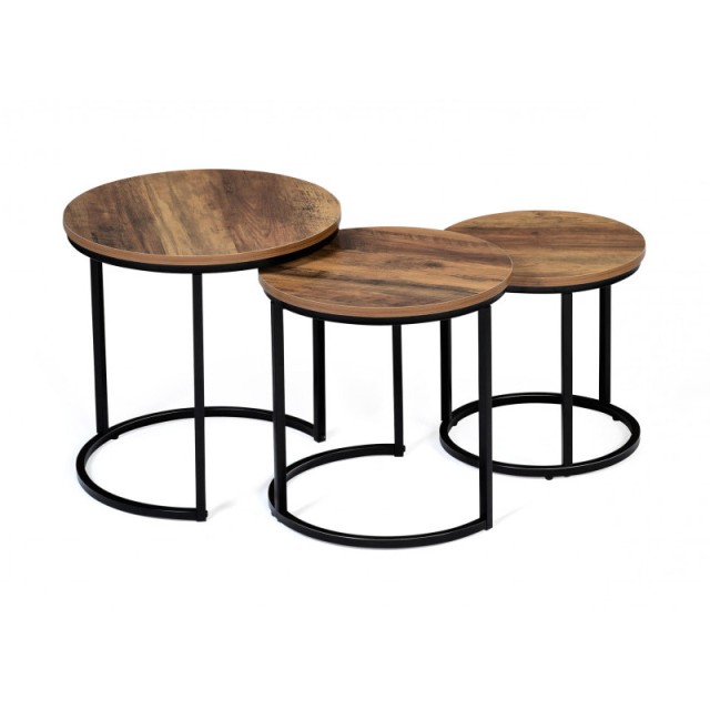 Σετ Μεταλλικά Στρογγυλά Βοηθητικά Τραπέζια Nesting 45 x 45 cm 3 τμχ...