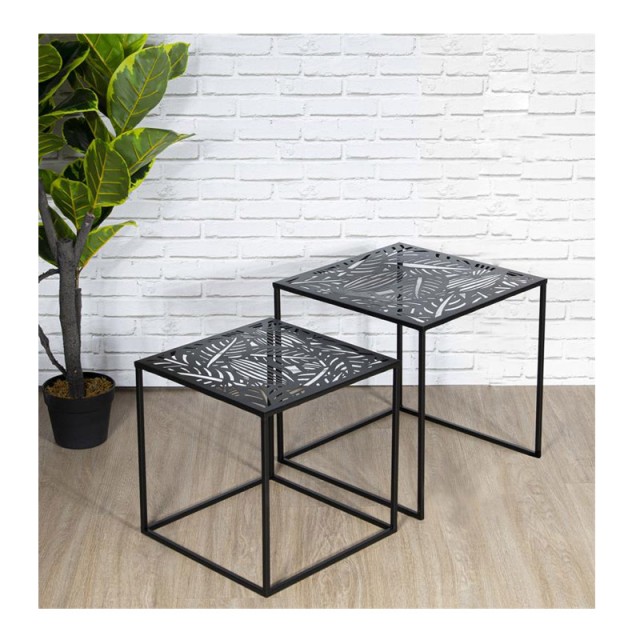 Σετ Μεταλλικά Βοηθητικά Τραπέζια Nesting 40 x 40 x 40 cm 2 τμχ Home Deco Factory HD6580