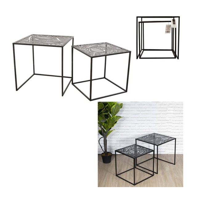 Σετ Μεταλλικά Βοηθητικά Τραπέζια Nesting 40 x 40 x 40 cm 2 τμχ Home Deco Factory HD6580