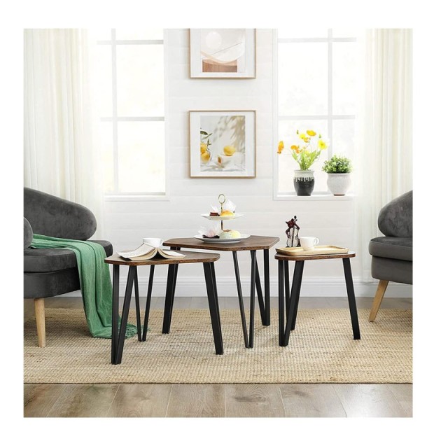 Σετ Μεταλλικά Βοηθητικά Τραπέζια Nesting 58.7 x 51.9 x 45.5 cm 3 τμχ VASAGLE LNT14BX