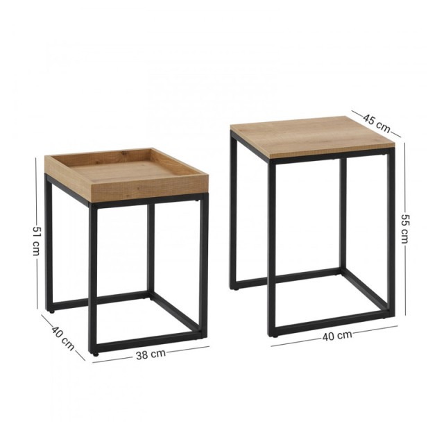 Σετ Μεταλλικά Βοηθητικά Τραπέζια Nesting 40 x 45 x 55 cm 2 τμχ VASAGLE LNT02N