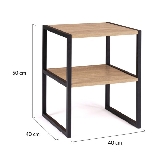 Σετ Μεταλλικά - Ξύλινα Κομοδίνα με 2 Ράφια 40 x 40 x 50 cm 2 τμχ Idomya Memphis 30130205