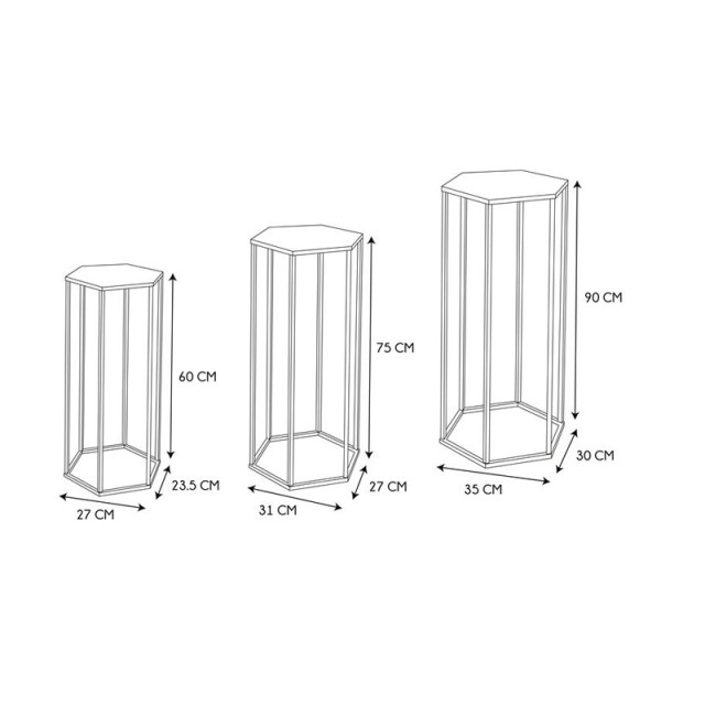 Σετ Μεταλλικές Ανθοστήλες 35 x 30 x 90 cm 3 τμχ Home Deco Factory H...