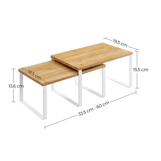 Σετ Μεταλλικές Βάσεις Οργάνωσης 29.7 x 19.5 x 15.5 cm Χρώματος Λευκό 2 τμχ Songmics KCS02NW