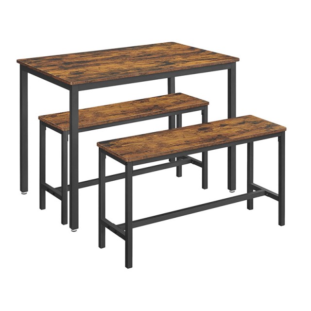 Σετ Μεταλλικό Ορθογώνιο Τραπέζι - Bar 110 x 70 x 75 cm με 2 Πάγκους VASAGLE KDT070B01