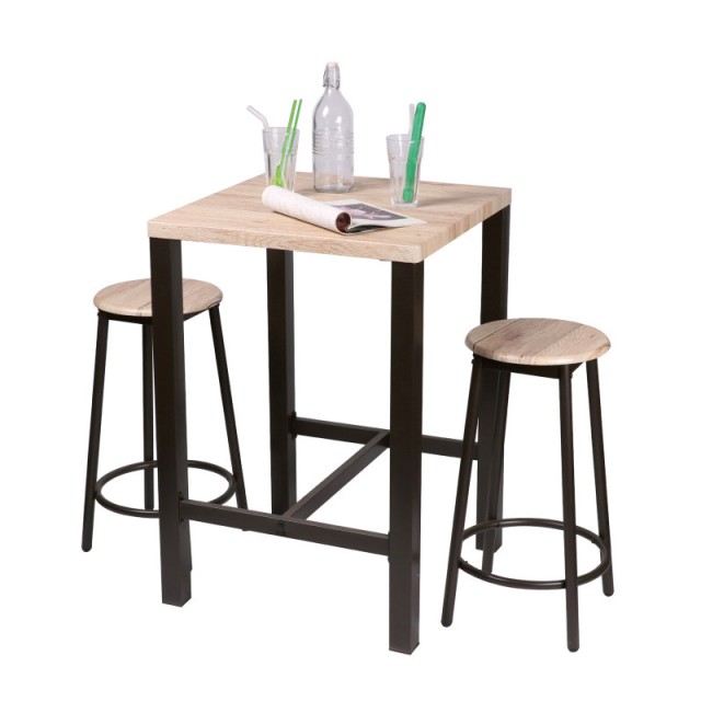 Σετ Μεταλλικό Τετράγωνο Τραπέζι - Bar 60 x 60 x 86 cm με 2 Σκαμπό Dock Urban Living 151089