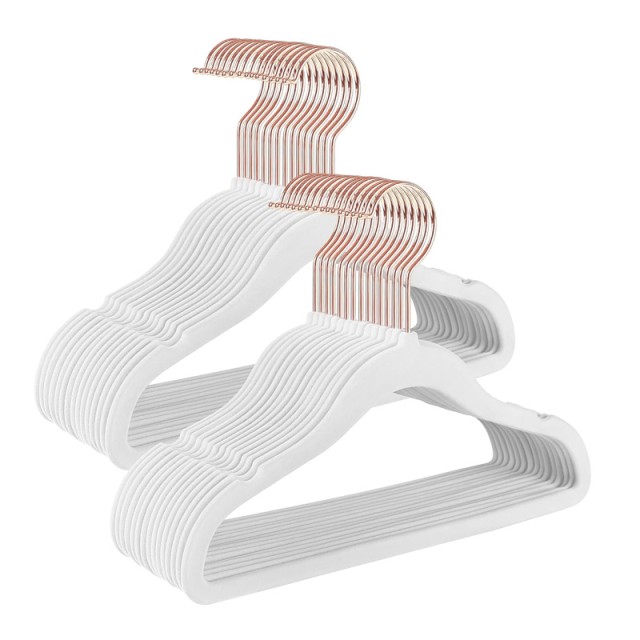 Σετ Παιδικές Βελούδινες Κρεμάστρες Ρούχων 50 τμχ Χρώματος Λευκό Son...