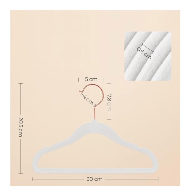 Σετ Παιδικές Βελούδινες Κρεμάστρες Ρούχων 50 τμχ Χρώματος Λευκό Son...