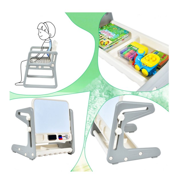 Σετ Παιδικός Μαγνητικός Πίνακας / Τραπέζι Ζωγραφικής με Καρέκλα Χρώ...