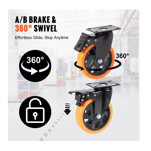 Σετ Περιστρεφόμενα Ροδάκια Βαρέως Τύπου για Έπιπλα 816 Kg 4 τμχ VEV... Σετ Περιστρεφόμενα Ροδάκια Βαρέως Τύπου για Έπιπλα 816 Kg 4 τμχ VEV...