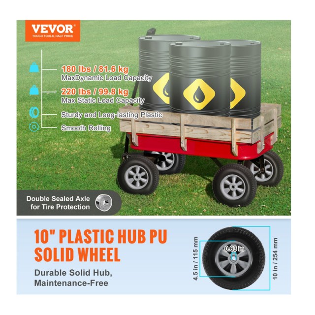 Σετ Ρόδες για Καρότσια 254 mm 2 τμχ VEVOR FPLJAZPU180LBKDVKV0