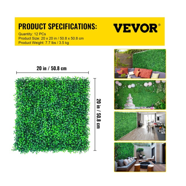 Σετ Τεχνητά Πάνελ Πυξάρι 50.8 x 50.8 cm 12 τμχ VEVOR AQFSYCGTYSW246OI9V0