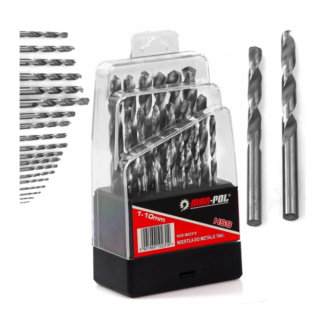 Σετ Τρυπάνια Μετάλλου HSS 1-10 mm 19 τμχ MAR-POL M22300
