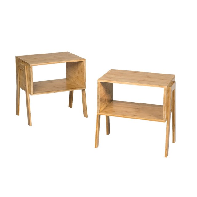 Σετ Ξύλινα Κομοδίνα από Μπαμπού με 1 Ράφι 43 x 29 x 63 cm 2 τμχ Cos... Σετ Ξύλινα Κομοδίνα από Μπαμπού με 1 Ράφι 43 x 29 x 63 cm 2 τμχ Cos...