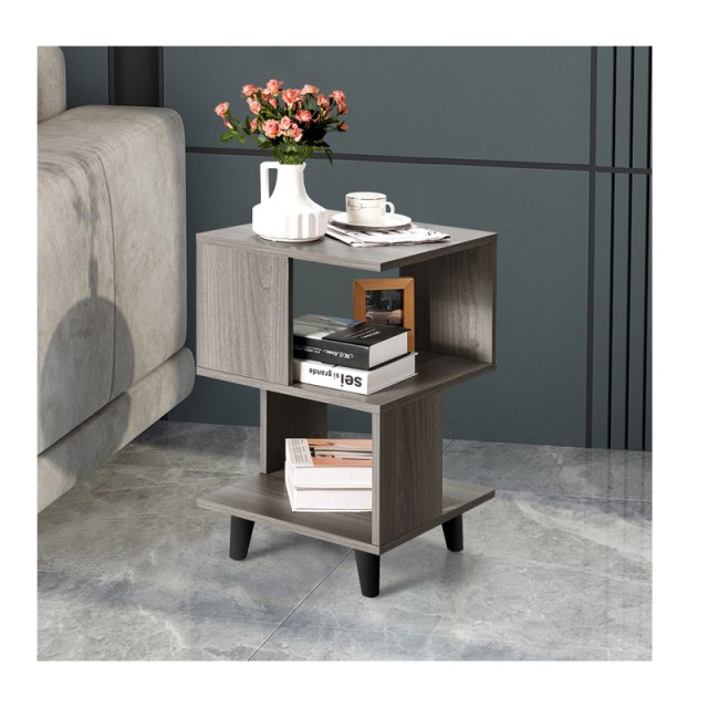 Σετ Ξύλινα Κομοδίνα με 2 Ράφια 40 x 40 x 64 cm 2 τμχ Costway CB10236